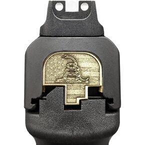 Milspin Slide Back Plate Compatible with Smith and Wesson M&P M2.0 Full Size and Compact and M&P Standard Full Size and Compact | Deep Engraved | Veteran Made in USA (Brass 3D Gadsden Flag)