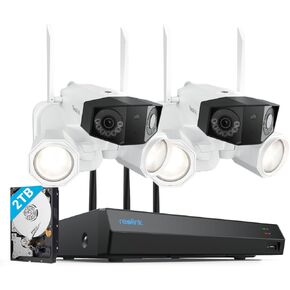 REOLINK 4K Floodlight Camera with WiFi NVR Bundle, Dual-Lens Camera with 180° FOV, 12CH WiFi NVR with 2TB HDD Pre-Installed