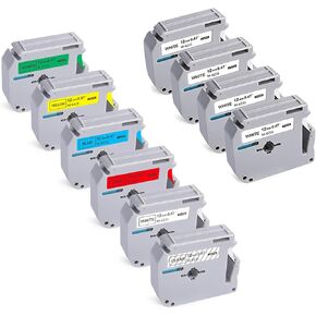 10pk m Tape 12mm = 6pk MK-131-731 & 4pk MK-231 ، متوافق مع شريط Maker Label Brother p toce m for label maker pt-80 ، pt-80SCCP ، PT-85 ، PT-90 ،