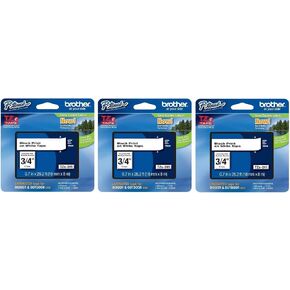 3 Pack TZe Standard Adhesive Laminated Labeling Tape, 3/4w, Black on White by BROTHER INTL. CORP. (Catalog Category: Labels, Label Makers, Tags & Stamps / Label Makers / Tapes, Labels, Ribbons")