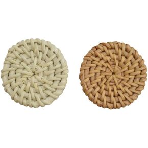 2pcs Boho Rattan Phone Grip Wicker Stand Holder for Smartphone Tablet Cell Phone Accessory (Type B)
