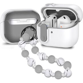 متوافق مع Samsung Galaxy Buds 3 Case & Galaxy Buds 3 Pro Case مع قفل ، حماية قفل الصدمات الكاملة مع سحر سلسلة المفاتيح للفتيات ، القوس الوردي