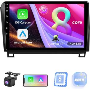 (4GB+32GB) 8 Core Car Stereo Upgrade Radio for Toyota Tundra 2007-2013 Toyota Sequoia 2008-2018,Android 13 GPS Navigation with Wireless Carplay Android Auto Support AM FM RSD Bluetooth 5.0, 4G LTE