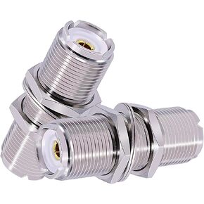 CANRIO 2PCS SO239 PL-259 Adapter UHF Bulkhead Connector UHF Female to Female RF Coaxial Connector Bulkhead Connector SO-239 PL259 RF Coax Adapter Low Loss