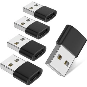 CarPlay Adapter USB to USB C Adapter,Car Charger Adaptor for iPhone 16 15 Pro Max Samsung S25 S24 S23 Ultra FE S22,Charging and Data Transfer Converter Type C for Pixel 9a 9 Pro XL iPad 10,Black 5Pack