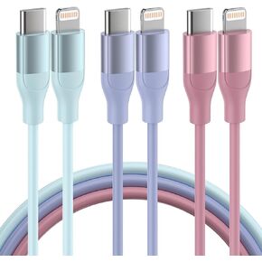 USB C to Lightning Cable 6 FT 3 Pack Apple, iPhone Fast Charger Cable, MFi Certified for iPhone 14 13 12 11 X 8 Pro Max Plus and More