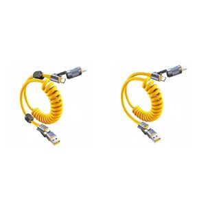 4-in-1 Coiled 5FT 240W USB C Cable (Yellow) with Coiled 5FT 240W USB C Cable with Magnetic Organizer (Yellow) Bundle