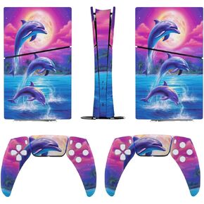 Sticker Skin for Model 5 Slim Digital Edition Three Dolphins Jumping Skin Accessories Cover Skins Anime Vinyl Cover Sticker Full Set for Model5 Slim Digital Edition