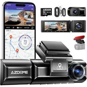 AZDOME M550 3 Channel Dash Cam with Rear Window Bracket and 3-Lead Type-C USB Hardwire Kit (JYX05)