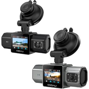 COOAU D20 Dual Dash Cam - 2.5K+1080P with GPS, WiFi, Super IR Night Vision, Parking Monitor, Loop Recording, 4K Front Camera, Infrared Interior Camera