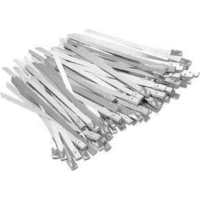 PATIKIL Metal Zip Ties 100 Pcs, 4 Inch Heavy Duty 304 Stainless Steel Self-Locking Cable Ties, 250LB Multi Purpose Binding for Indoor and Outdoor, Silver in Kuwait