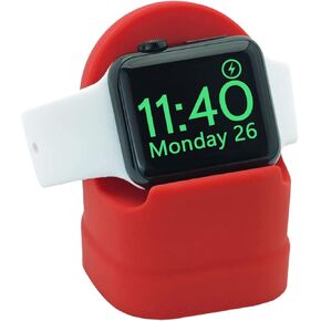 Watch Charger Stand Compatible with Apple Watch Charger Stand-Premium Soft Silicone, Desk, Nightstand Mode, Quick Positioning and Cable Management (Pink)