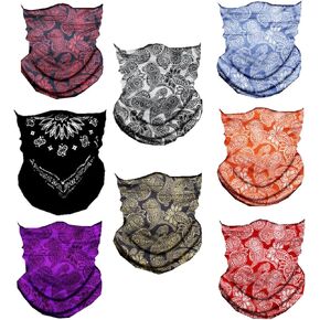 8PCS Scarves Bandanas Face Tube Black Headband, Motorcycle Multi Function Headwear Hat Scarf Neck Warmer Balaclava