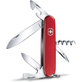 Victorinox Spartan Swiss Army Knife, 12 Functions, Swiss Made Pocket Knife with Corkscrew, Can Opener and Screwdriver - Red