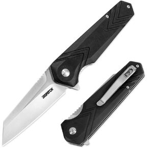 Dispatch Folding Pocket Knife with Clip, 3.15" 8Cr13MoV Steel Reverse Tanto Blade with G10 Handle, Liner Lock Pocket Knives for Men Outdoor Camping Hunting Hiking Survival Pocketknife