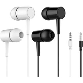 (2 Pack) Earbuds with Microphone, Headphones Wired Headphones, Powerful Bass and Crystal Clear Audio, 3.55mm Jack Corded Earphone Plug in Ear Buds, for Phones and Laptops