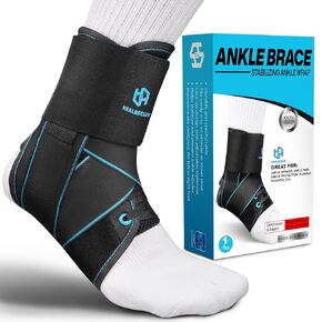 Lace Up Ankle Brace for Women Men, Ankle Support for Sprained Ankle, Plantar Fasciitis Brace Ankle Stabilizer Wrap for Basketball, Volleyball, Sports, Injury Recovery, M