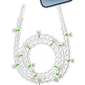Aolcev for iPhone Charging Cable 3.3FT Beaded Phone Charger Cable [MFi Certified] 66W Fast Charger Cord Cute USB C Charging Cord for iPhone 14 13 12 11 Pro Max Xr 8 7 6 Plus iPad Pro/Air/Mini White