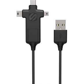 Scosche CCi4B4PSG 2-in-1 Braided USB-C to C/USB-C to Lightning Multi-Device Charge and Sync Cable, 4FT Type-C Charger Fast Charging Cord Compatible with Apple iPhone, iPad, Galaxy and More, Black