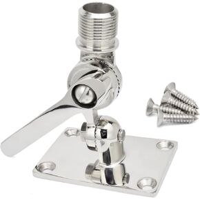 Marine VHF Antenna Mounts, Ratchet Bracket, 316 Stainless Steel Heavy Duty Adjustable Ship Antenna Base for Boat