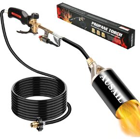 Propane Torch Weed Burner,Blow Torch,Heavy Duty,High Output 800,000 BTU,Flamethrower with Turbo Trigger Push Button Igniter and 9.8 FT Hose for Roof Asphalt,Ice Snow,Road Marking,Charcoal
