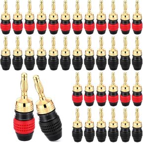 18 Pairs/ 36 Pcs Banana Plugs for Speaker Wire Speaker Wire Connectors 24K Gold Plated Screw Speaker Connector Banana Plugs for Audio/Video Receiver, Wall Plate, Home Theater, Amplifier