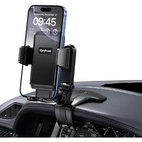 Dashboard Car Phone Holder Mount with Anti-Drop Clip - 360° Rotation Multifunctional Cell Phone Holder Car for iPhone, Samsung, Google and 4-7" Cellphones