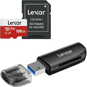 Lexar 128GB Micro SD Card and Lexar Dual Slot USB-A Reader