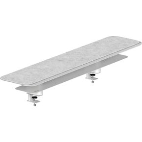 Branch Monitor Stand - Elegant, Durable Powder-Coated Steel Stand with Soft Felt Liner - Large Monitor Riser Second Tier Storage - Installs with a Universal Clamp for Ergonomic Workspace - White