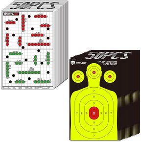 Atflbox 50 Pack 17X25 inch Silhouette Paper Target and 50 Pack 17X25 inch Battle Shooting Range Paper Target