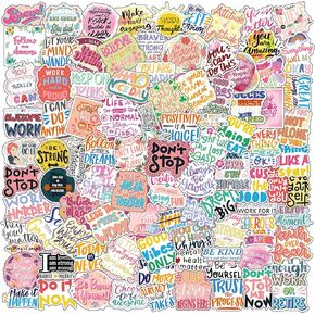 100 PCS Inspirational Stickers for Women Students Teachers Teens, Motivational Quotes Stickers for Journal, Planner, Water Bottle, Laptop, Waterproof Positive Vibes Vinyl Stickers