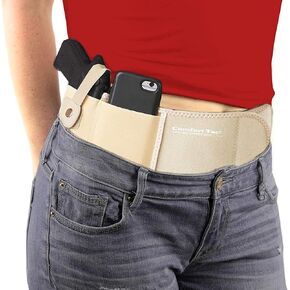 ComfortTac Ultimate Belly Band Holster for Concealed Carry | Fits Smith and Wesson Bodyguard, Shield, Glock 19, 17, 42, 43, P238, Ruger LCP, and Similar Sized Guns | for Men and Women