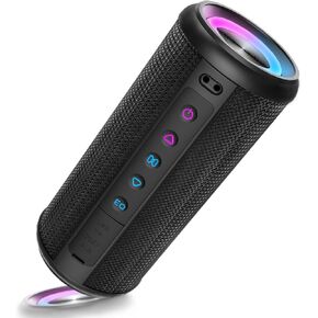 مكبر صوت بلوتوث محمول ، مكبر صوت بلوتوث 5.4 مع صوت استريو بصوت عالٍ 20W HD ، وقت اللعب 15 ساعة ، مقاوم للماء IP7 ، مصابيح LED ، إقران TWS ، ميكروفون مدمج ، للمنزل ، الحفلات ، الشاطئ ، الهدية