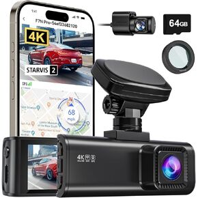 REDTIGER F7N Pro 4K Dash Cam Front and Rear Included 64GB Card with Circular Polarizing Lens