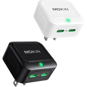 USB C Wall Charger, 40W Fast Charger Type C Charging Block Dual Port GaN+ PD Power Adapter with Foldable Plug USB C Charger Block Cube for iPhone 16 15 14 13 12 11 Pro Max XR XS, iPad, Samsung