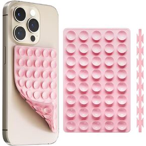 Silicone Suction Phone Case Mount Double Sided, Non Slip Suction Cup Phone Mount, Silicone Sticky Phone Grip for Cell Phone, Hands-Free Phone Accessories Holder for Selfies and Videos, Black