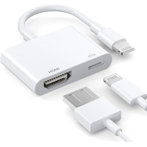 [Apple MFi Certified]Lightning to HDMI Adapter,iPhone to HDMI Adapter,1080P Digital AV Adapter Sync Screen Connector with Charging Port for iPhone14 13 12 11 XS XR X 8,iPad to HD TV/Monitor/Projector