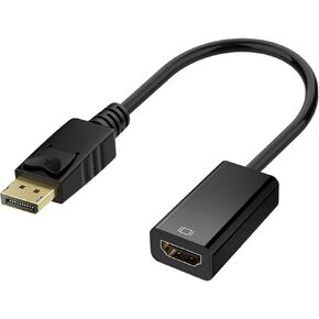 DisplayPort to HDMI Adapter, 1080P Unidirectional Display Port to HDMI Cable Converter, Male to Female, Supports 1920x1200 / 1080P@60Hz, Compatible for HP, ThinkPad, AMD, NVIDIA, Desktop, etc