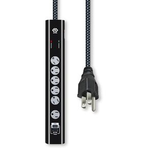PD20W USB-C Charger, Two USB Ports (1A1C), 6 outlets Power Strip with 6FT 14/3 Braided Cord, 1080 Joules Surge Protected, 15A Built-in Circuit Breaker, UL Listed, Wall mountable