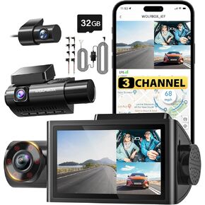 WOLFBOX i07 3 Channel Dash Cam & Acc Hardwire Kit