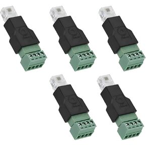 RJ11 Screw Terminal ، محول المحطة الطرفية المسمار موصل Ethernet RJ11 6P4C ذكر إلى 4 دبوس AV المسمار الطرفي (5 حزمة)