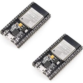 2 Packs ESP-WROOM-32 and ESP32 ESP-32S Development Boards:2.4GHz Dual-Mode WiFi+Bluetooth Dual-core,with Integrated Antenna, RF AMP,Filter, and Support for AP/STA Modes.