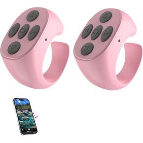 Scrolling Ring Remote for TikTok, Kindle, YouTube & Instagram – Bluetooth Finger Scroller for iPhone, Android – Page Turner Clicker & Fingertip Wireless Phone Control (P+P)