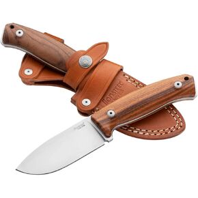 Lion Steel M2M Fixed Blade Outdoor EDC Knife, M390 Steel Blade, G10 Micarta or Wood Handle Options, Double Stitched Leather Sheath Included