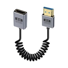 Duttek Coaxial 8K Coiled HDMI Cable, Extreme Thin HDMI to HDMI 2.1 Cable [8K@60Hz, 4K@240Hz, 48Gbps] Short HDMI Cable for Camera Monitors, PS5, Roku, BluRay TV 1-2Ft