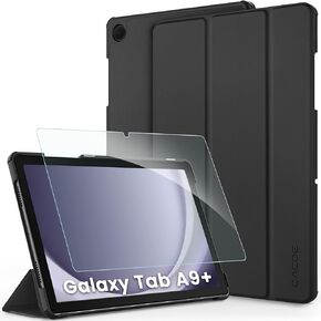 CACOE Case for Samsung Galaxy Tab A9+ Plus 11 Inch 2023 (SM-X210/X216/X218) with Screen Protector, Foldable Stand Slim Protective Case, Auto Screen On/Off, Black