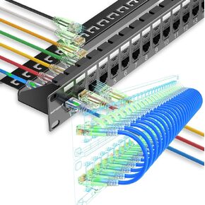 Patch Panel 24 Port Cat6 with Coupler Keystone and 24 Pack Patch Cable