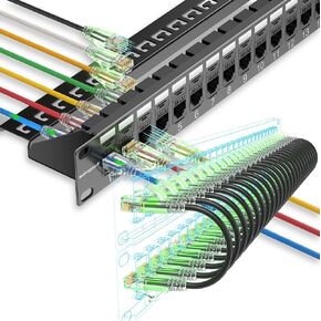 Patch Panel 24 Port Cat6 with Coupler Keystone and 24 Pack Patch Cable