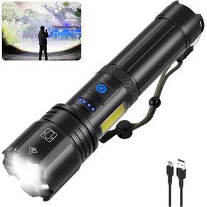 Flashlights High Lumens Rechargeable, 990000 Lumens Bright Flash Light, Powerful LED Flashlights, 15h Runtime, IPX7 Waterproof Flashlights for Home, Camping, 7 Modes