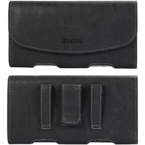Universal Phone Holster Phone Pouch Phone Case Belt Clip Belt Loops Faux Leather for Man for iPhone X,12,13,14,15,iPhone 12 13 14 15pro/Samsung/LG/Moto (Brown&Yellow, M(6.1’’x3.1’’x0.7’’))